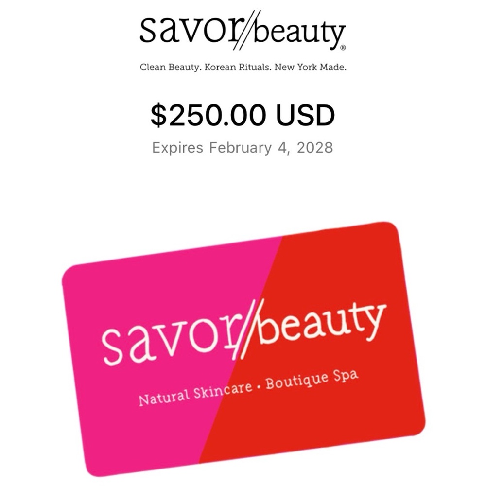 Savor Beauty $250 gift card FREE